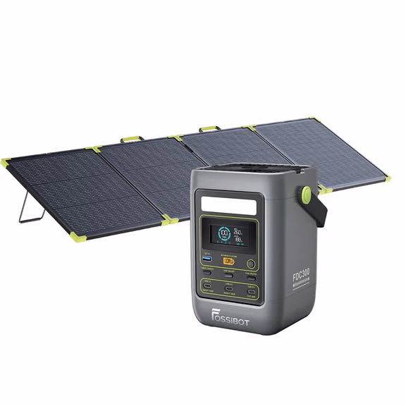 FOSSiBOT FDC300 DC Tragbare Powerstation – FDC300 + Mit 1 x SP200 Pro 200W Bifaziales Solarpanel (200W)