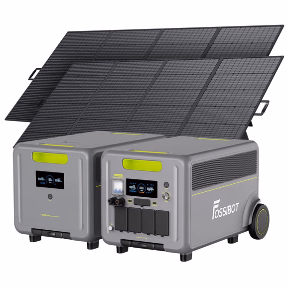 FOSSiBOT F7200 Solargenerator | 7200W 5222.4Wh – F7200+1*FB5222 Erweiterungsakku / Mit 2 x SP420 420W Tragbares Solarpanel (420W) / Mikro-Wechselrichter