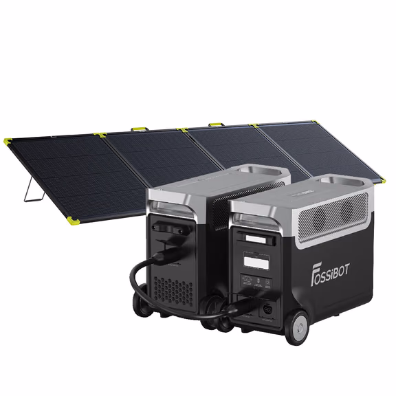 FOSSiBOT F3600 Pro station électrique portable - 3 840 Wh | 3 600 W – F3600 Pro+1*FB3840 Batterie d'extension / 1 x SP400 Pro 400W panneau solaire portable bifacial (400W)