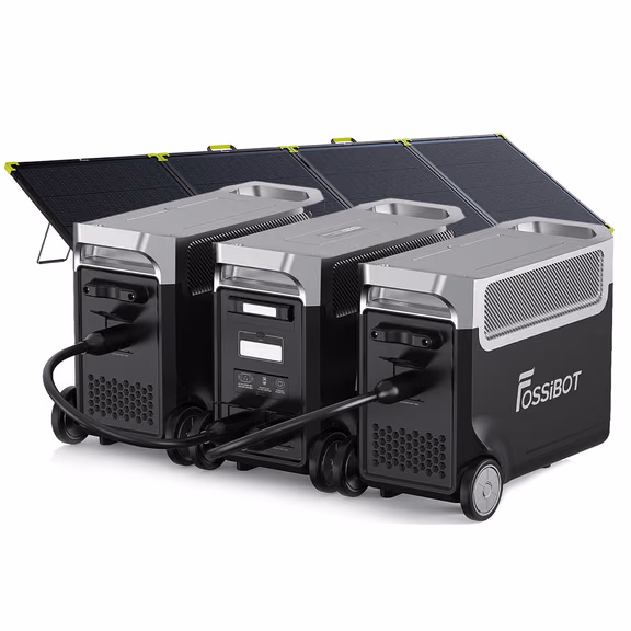 FOSSiBOT F3600 Pro station électrique portable - 3 840 Wh | 3 600 W – F3600 Pro+2*FB3840 Batterie d'extension / 1 x SP400 Pro 400W panneau solaire portable bifacial (400W)