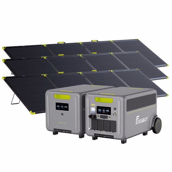 FOSSiBOT F7200 Zonne-energie Generator + Draagbaar Zonnepaneel – F7200+1*FB5222 Uitbreidingsbatterij / 3 x SP400 Pro 400W Bifacial Draagbaar Zonnepaneel (400W)