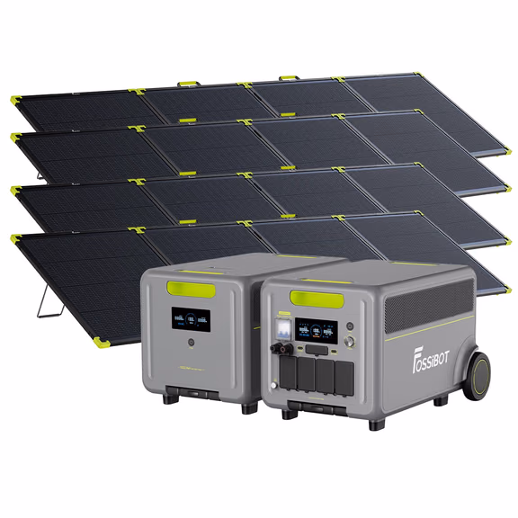 FOSSiBOT F7200 Zonne-energie Generator + Draagbaar Zonnepaneel – F7200+1*FB5222 Uitbreidingsbatterij / 4 x SP400 Pro 400W Bifacial Draagbaar Zonnepaneel (400W)