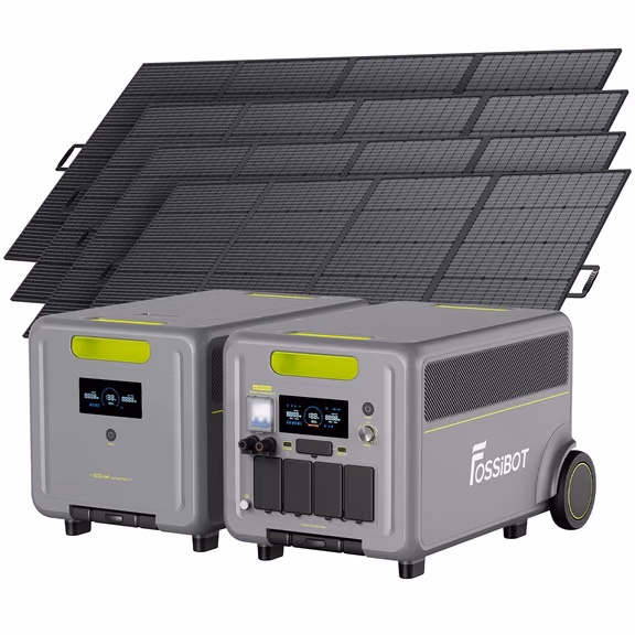 FOSSiBOT F7200 Générateur Solaire + Panneau Solaire – F7200+1*FB5222 Batterie d'extension / 4 x SP420 420W Panneau solaire portable (420W)