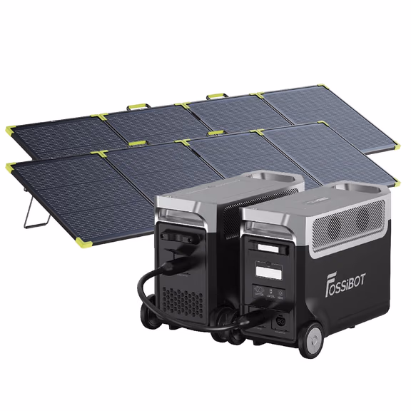 FOSSiBOT F3600 Pro station électrique portable - 3 840 Wh | 3 600 W – F3600 Pro+1*FB3840 Batterie d'extension / 2 x SP400 Pro 400W panneau solaire portable bifacial (400W)