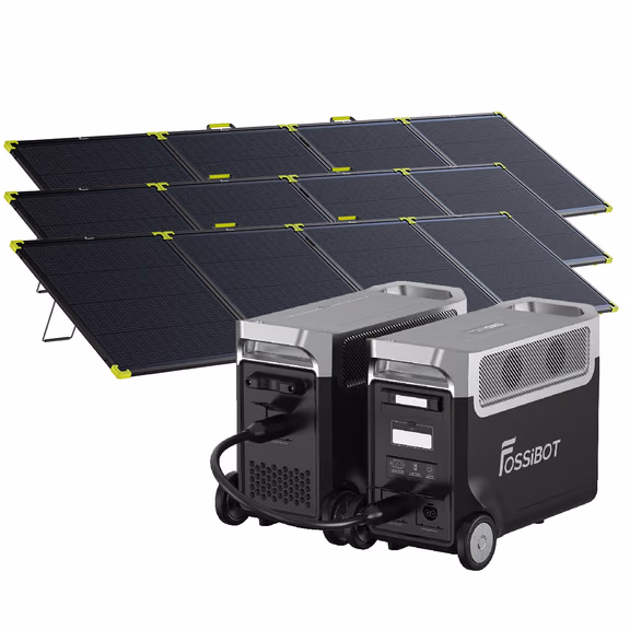 FOSSiBOT F3600 Pro Zonne-energie Generator + Draagbaar Zonnepaneel – F3600 Pro+1*FB3840 Uitbreidingsbatterij / 3 x SP400 Pro 400W Bifacial Draagbaar Zonnepaneel (400W)