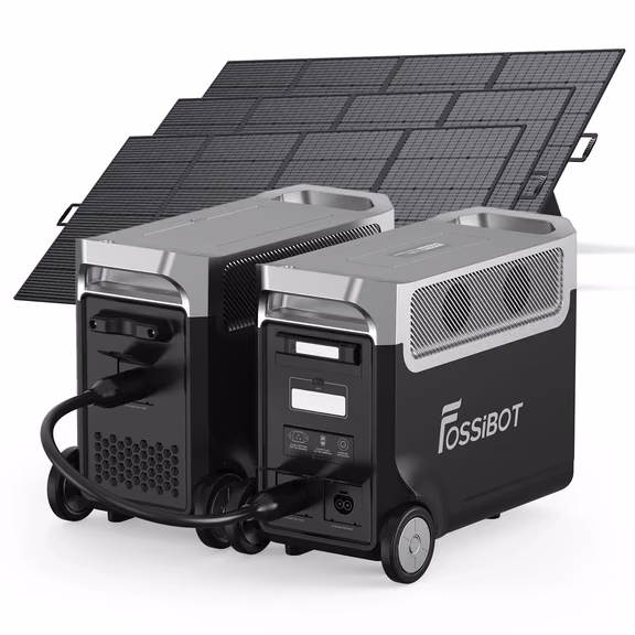 FOSSiBOT F3600 Pro station électrique portable - 3 840 Wh | 3 600 W – F3600 Pro+1*FB3840 Batterie d'extension / 3 x SP420 420W Panneau solaire portable (420W)