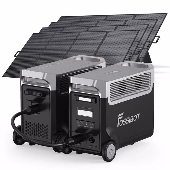 FOSSiBOT F3600 Pro station électrique portable - 3 840 Wh | 3 600 W – F3600 Pro+1*FB3840 Batterie d'extension / 4 x SP420 420W Panneau solaire portable (420W)