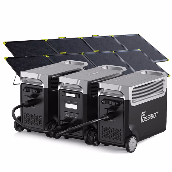 FOSSiBOT F3600 Pro station électrique portable - 3 840 Wh | 3 600 W – F3600 Pro+2*FB3840 Batterie d'extension / 2 x SP400 Pro 400W panneau solaire portable bifacial (400W)