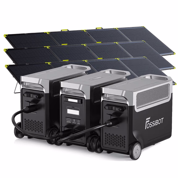 FOSSiBOT F3600 Pro station électrique portable - 3 840 Wh | 3 600 W – F3600 Pro+2*FB3840 Batterie d'extension / 3 x SP400 Pro 400W panneau solaire portable bifacial (400W)