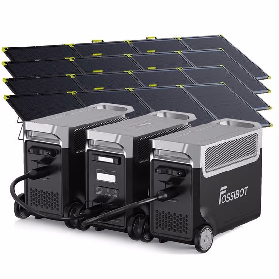 FOSSiBOT F3600 Pro station électrique portable - 3 840 Wh | 3 600 W – F3600 Pro+2*FB3840 Batterie d'extension / 4 x SP400 Pro 400W panneau solaire portable bifacial (400W)