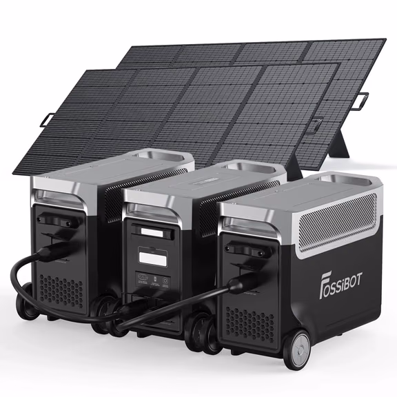 FOSSiBOT F3600 Pro station électrique portable - 3 840 Wh | 3 600 W – F3600 Pro+2*FB3840 Batterie d'extension / 2 x SP420 420W Panneau solaire portable (420W)
