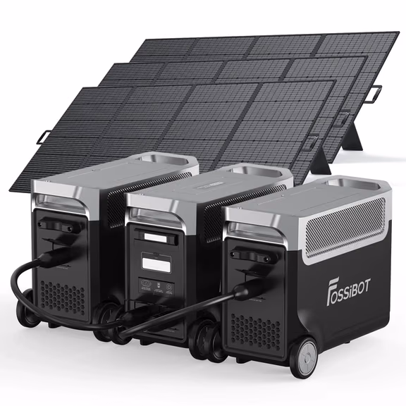 FOSSiBOT F3600 Pro station électrique portable - 3 840 Wh | 3 600 W – F3600 Pro+2*FB3840 Batterie d'extension / 3 x SP420 420W Panneau solaire portable (420W)