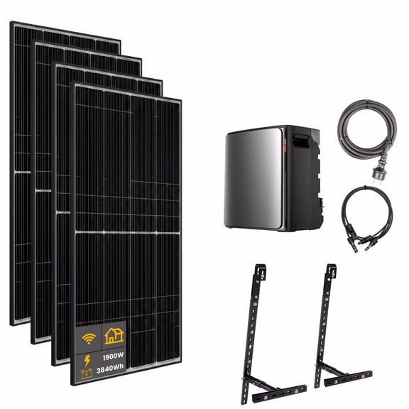 1900 W EcoFlow STREAM Ultra X Balkonkraftwerk | Set mit Mikrowechselrichter und 4x 475 W DAH bifacial Solarmodul mit Gitterbalkon Halterung und 3,84 kWh Speicher