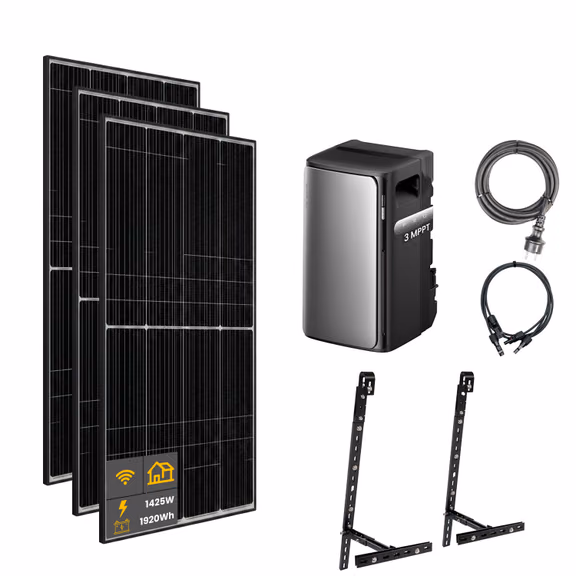 1425 W EcoFlow STREAM Pro Balkonkraftwerk | Set mit Mikrowechselrichter und 3x 475 W DAH bifacial Solarmodul mit Gitterbalkon Halterung und 1,92 kWh Speicher