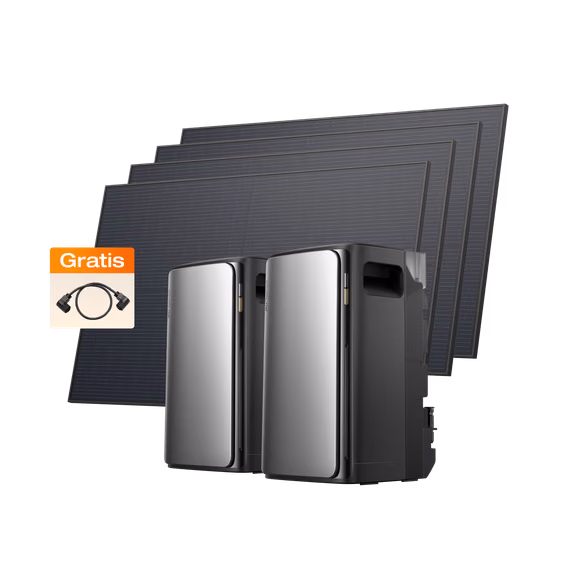 EcoFlow STREAM Ultra Balkonkraftwerk mit Speicher – (8 MPPT | 3 840 Wh Kapazität | 1 800 Wp) 2 x STREAM Ultra (Gratis 1 × Parallelkabel) + 4 x 450 W Starres Solarpanel