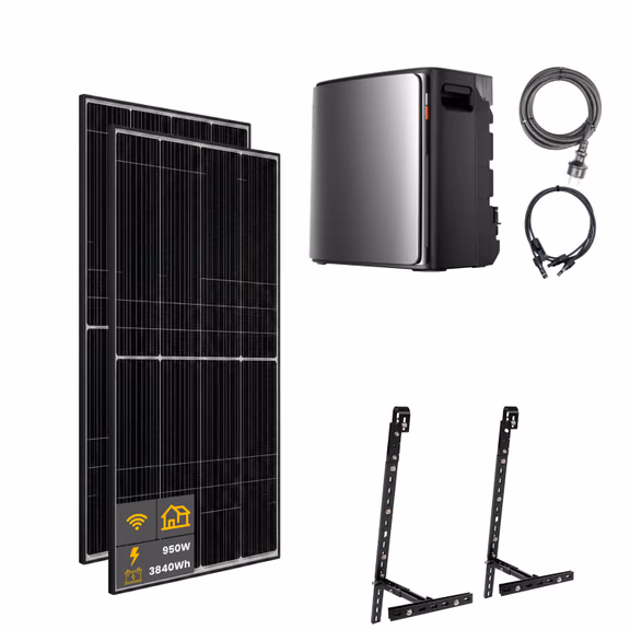 950 W EcoFlow STREAM Ultra X Balkonkraftwerk | Set mit Mikrowechselrichter und 2x 475 W DAH bifacial Solarmodul mit Gitterbalkon Halterung und 3,84 kWh Speicher