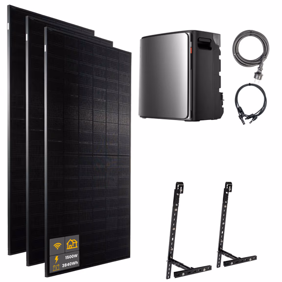 1500 W EcoFlow STREAM Ultra X Balkonkraftwerk | Set mit Mikrowechselrichter und 3x 500 W DAH bifacial Solarmodul mit Gitterbalkon Halterung und 3,84 kWh Speicher