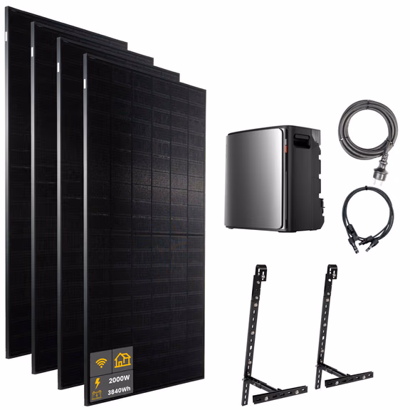 2000 W EcoFlow STREAM Ultra X Balkonkraftwerk | Set mit Mikrowechselrichter und 4x 500 W DAH bifacial Solarmodul mit Gitterbalkon Halterung und 3,84 kWh Speicher