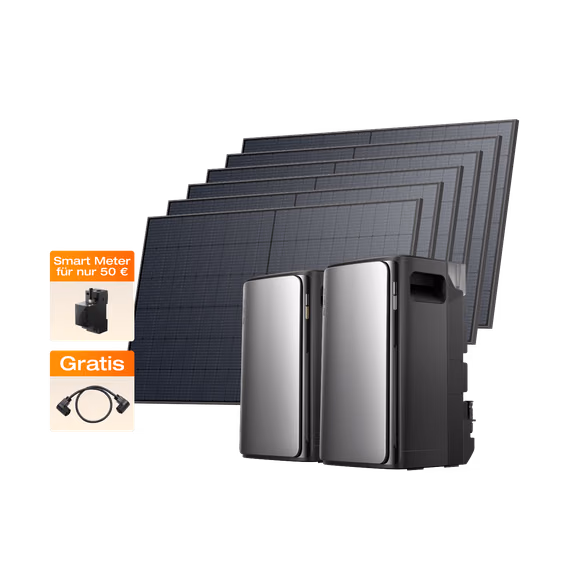 EcoFlow STREAM Ultra Balkonkraftwerk mit Speicher – (7 MPPT | 3 840 Wh Kapazität | 2 700 Wp) STREAM Ultra + STREAM Pro (Gratis 1 × Parallelkabel) + 6 x 450 W Starres Solarpanel
