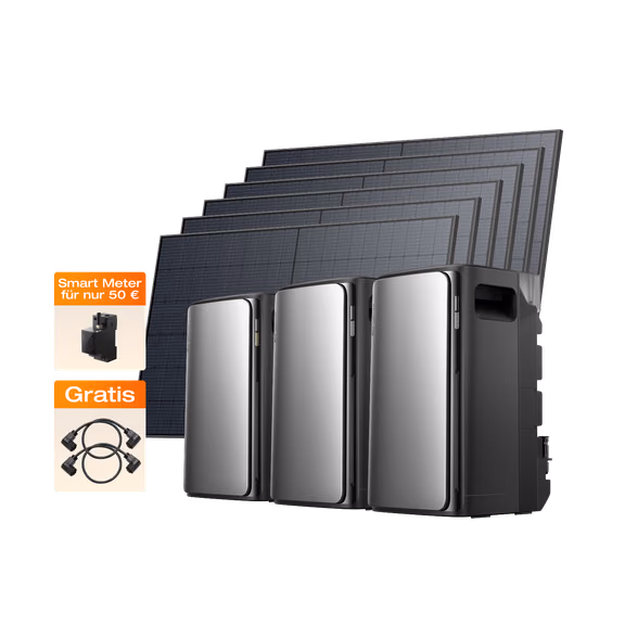 EcoFlow STREAM Ultra Balkonkraftwerk mit Speicher – (10 MPPT | 5 760 Wh Kapazität | 2 700 Wp) STREAM Ultra + 2 x STREAM Pro (Gratis 2 × Parallelkabel) + 6 x 450 W Starres Solarpanel