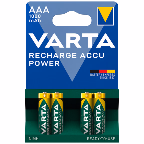 Varta Accu AAA HR03 1000mAh Rechargeable Batteries | 4 Pack