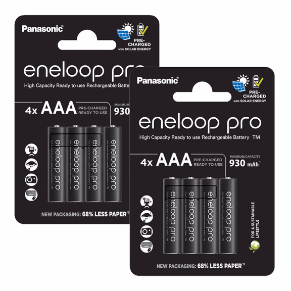 Panasonic Eneloop Pro AAA HR03 930mAh Rechargeable Batteries | 8 Pack