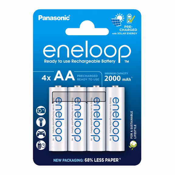 Panasonic Eneloop AA HR6 2000mAh Rechargeable Batteries | 4 Pack