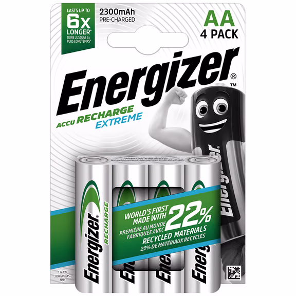Energizer Extreme AA HR6 2300mAh Pre-charged Rechargeable Batteries | 4 Pack