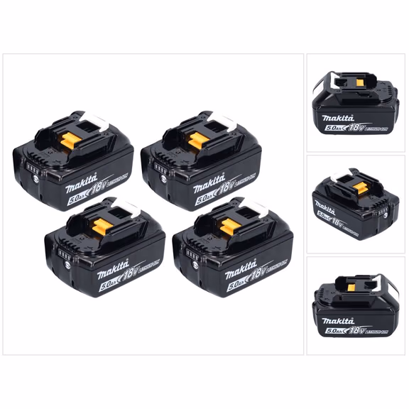 Makita Akku Set 4x BL 1850 B 18 V 5,0 Ah / 5000 mAh Li-Ion Akku ( 4x 197280-8 )