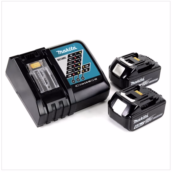 Makita Power Source Kit Li 18V mit 2x BL1860B Akku 6,0Ah + DC18RC Ladegerät ( 199480-6 )