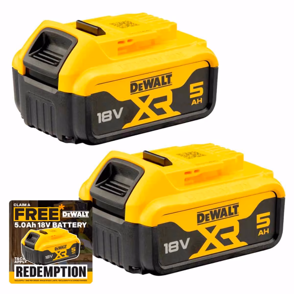DeWalt DCB184-XJ 18V 5.0Ah XR Li-Ion Batteries Twin Pack