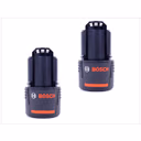 2 x Bosch 10,8V 2 Ah / 2000 mAh Lithium-Ion Professional Akku 2607336879