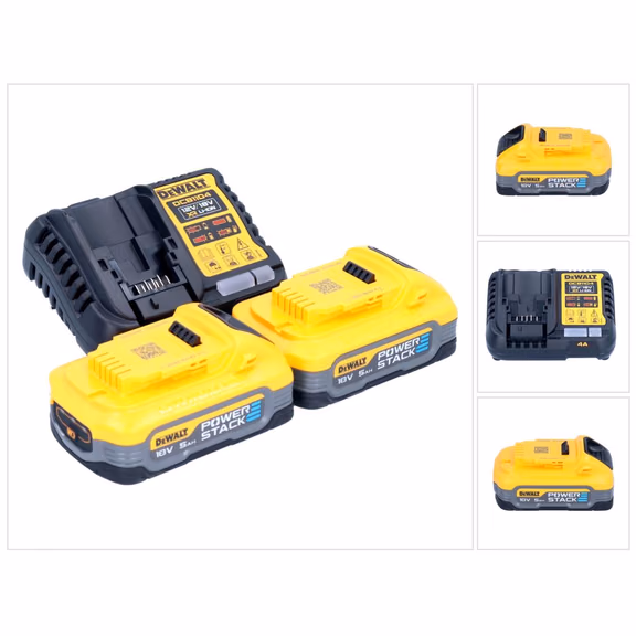 DeWalt DCB 1104 H2 Akku Starter Set 12 V / 18 V 2x Powerstack Akku 5,0 Ah + DCB 1104 Ladegerät