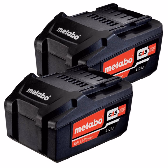 Metabo Akku Set 2x Li-Power Akkupack 18 V 4,0 Ah CAS Li-Ion Akku ( 2x 625591000 ) mit Ladestandsanzeige