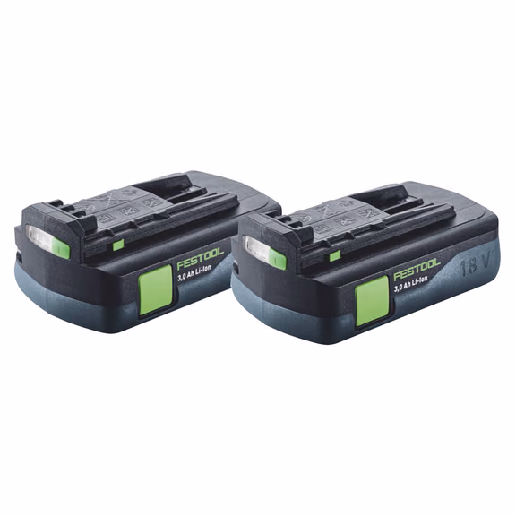 Festool Akku Set 2x BP 18 Li 3,0 C Akku 18 V 3,0 Ah / 3000 mAh Li-Ion ( 2x 577658 ) mit Ladestandanzeige