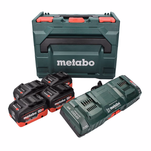 Metabo Basis Set 4x LiHD Akkupack 18 V 10,0 Ah Li-Ion Akku CAS System ( 685143000 ) + ASC 145 DUO Doppel Ladegerät + metaBOX
