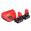 Milwaukee M12 NRG-402 Akku Starter Set 2x 12 V 4,0 Ah / 4000 mAh Li-Ion Akku ( 4933459211 ) + C12 C Ladegerät