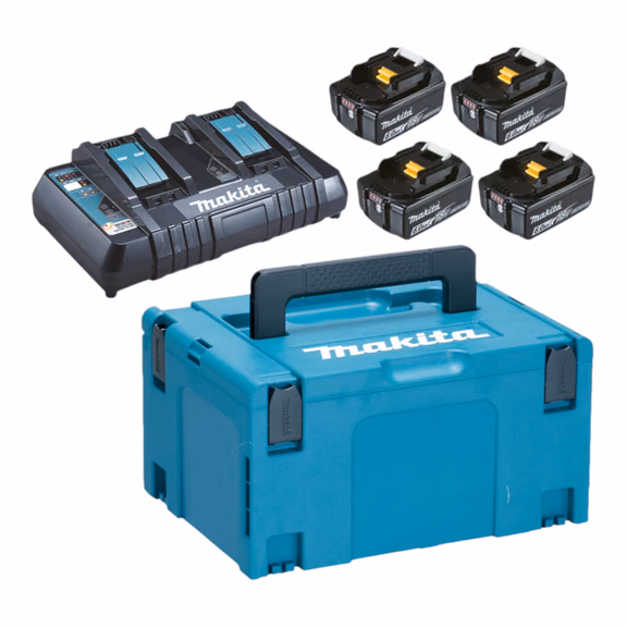 Makita Akku Power Source Kit ( 198091-4 ) 4x BL 1860 B Akku 18 V 6,0 Ah + DC 18 RD Ladegerät + Makpac