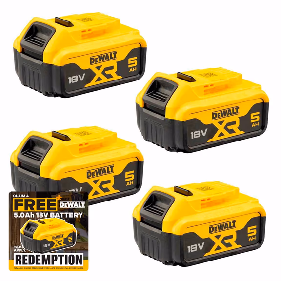 DeWalt DCB 184 P4 Akkupack 18 V 5,0 Ah / 5000 mAh 4 Stk. XR Li-Ion Akku - mit Ladestandanzeige