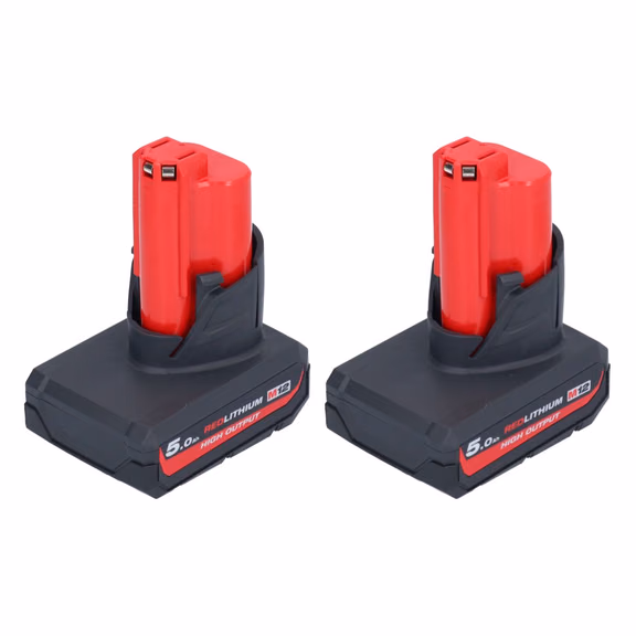 Milwaukee Akku Set 2x M12 HB5 High Output 12 V 5,0 Ah / 5000 mAh Li-Ion Akku ( 2x 4932480165 )