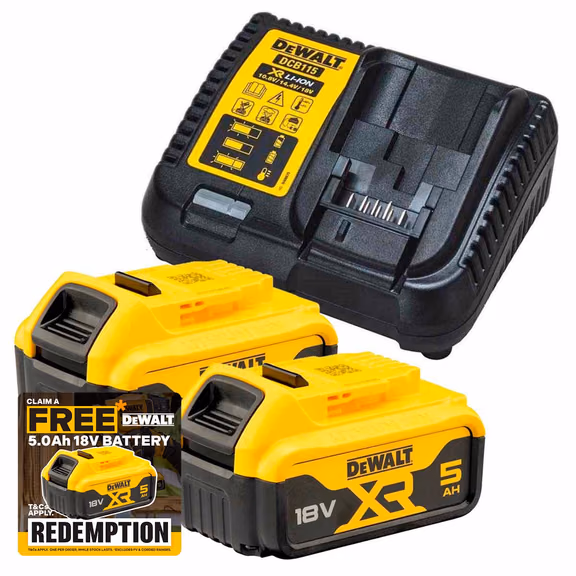 DeWalt 18v 2 x DCB184 5ah Batteries & DCB115 Fast charger Bundle