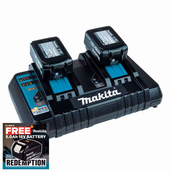 Makita DC18RD 18V LXT Twin Port Charger with 2x 5.0Ah Batteries