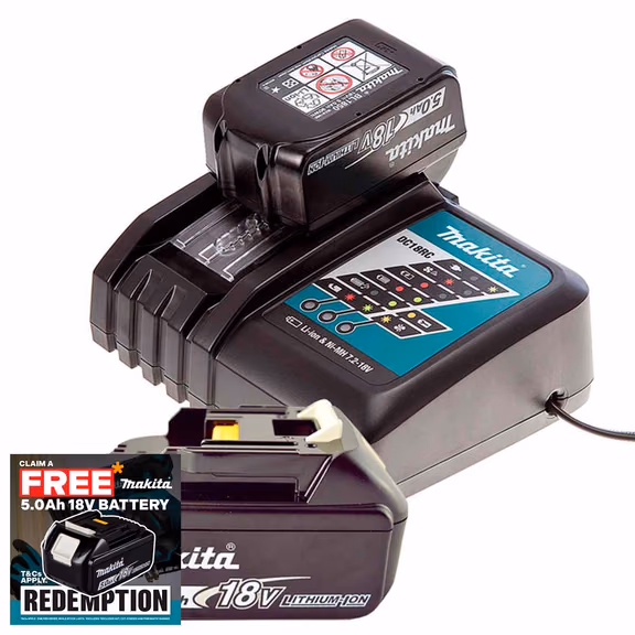 Makita DC18RC 18V LXT Charger with 2x 5.0Ah Batteries