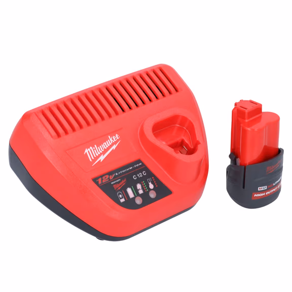 Milwaukee M12 HNRG-251 Akku Starter Set High Output 12 V + 1x HB2.5 Akku 2,5 Ah ( 4932480164 ) + M12 C12 C Ladegerät ( 4932352000 )
