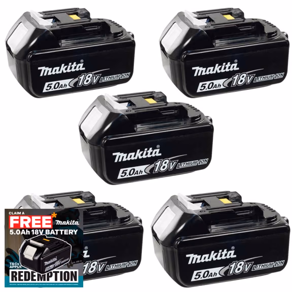 Makita BL1850 18V 5.0Ah LXT Lithium-Ion Battery (Pack of 5)
