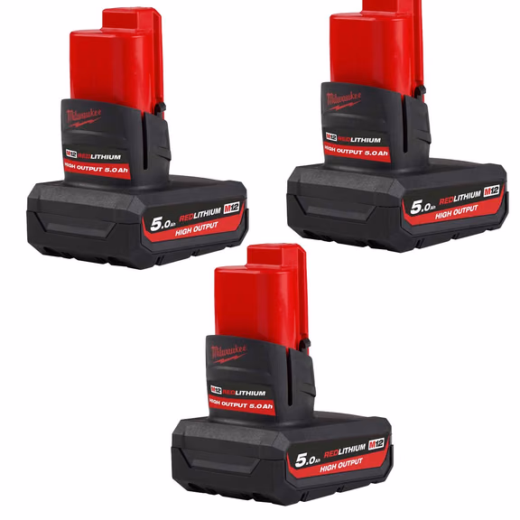 Milwaukee 4932480165X3 M12 HB5 12V High-Output 5.0Ah Battery Pack (3 Pack)