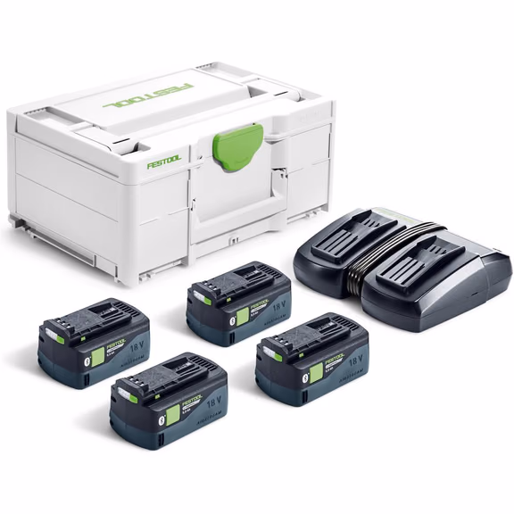 Festool SYS 18v Energy Set High Power 4 x Batteries 5ah and Twin Charger Kit - 5ah