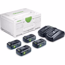 Festool SYS 18v TBX Energy Set with 4 x Tabless Batteries 4ah and Twin Charger Kit - 4ah