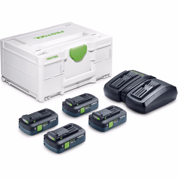 Festool SYS 18v TBX Energy Set with 4 x Tabless Batteries 4ah and Twin Charger Kit - 4ah