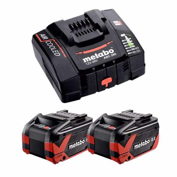 Metabo Basis Set 2x LiHDX Akkupack 18 V 8,0 Ah Akku ( 2x 624975000 ) + ASC 290 Ladegerät ( 627370000 )